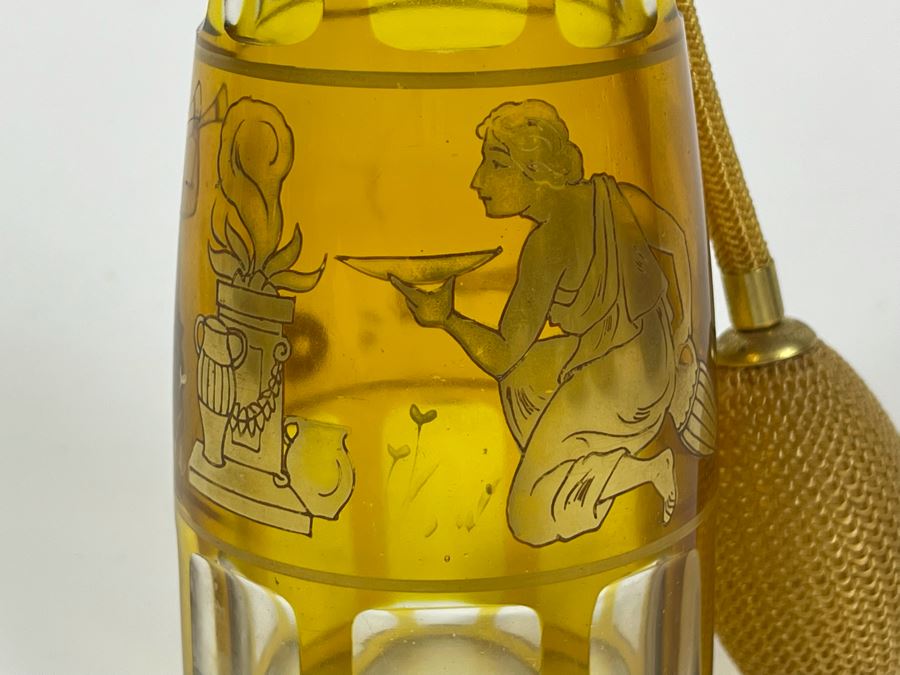 Vintage Gold Painted Perfume Bottle 7H [Photo 6]