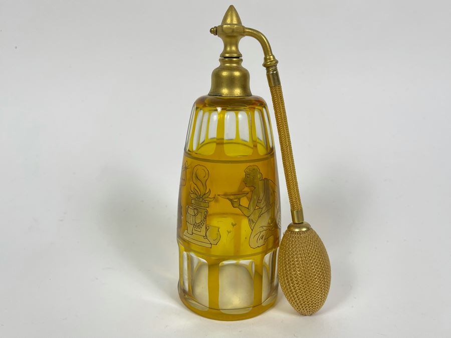 Vintage Gold Painted Perfume Bottle 7H [Photo 1]