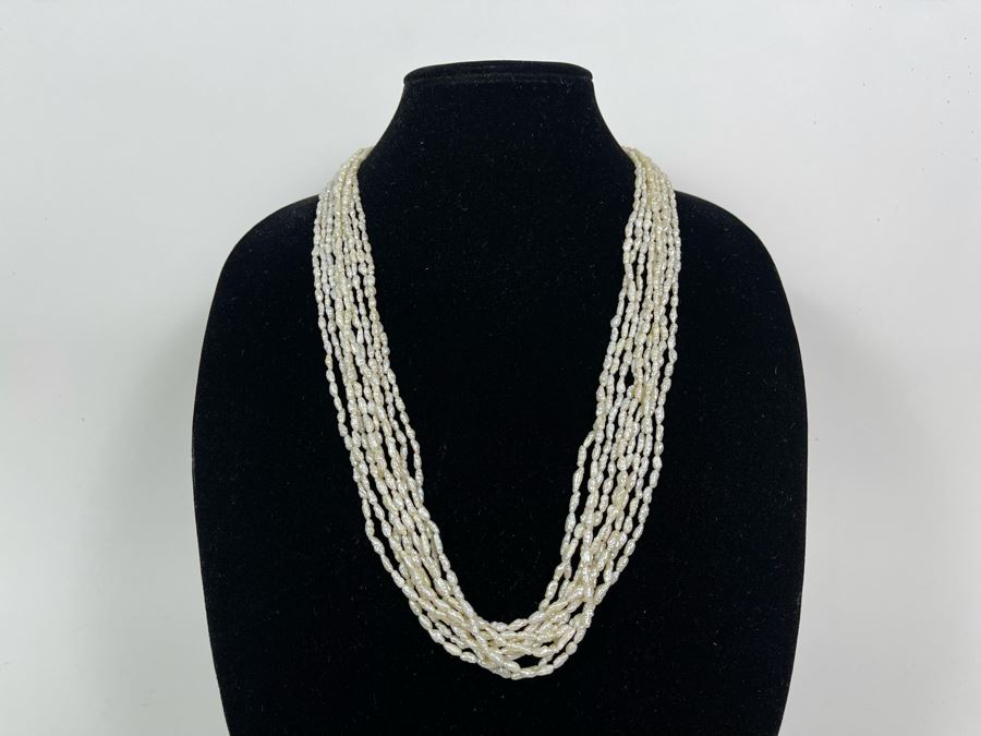 Multi-Strand Pearl Necklace With Silver Clasp 28L [Photo 2]