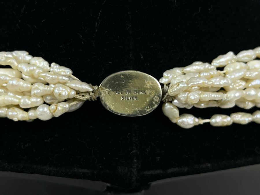 Multi-Strand Pearl Necklace With Silver Clasp 28L [Photo 7]