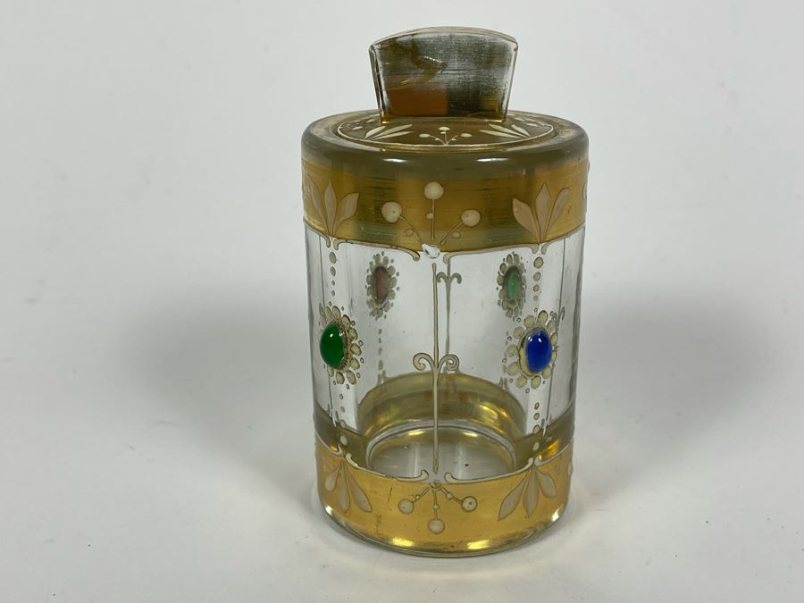 Vintage Gold Painted Bottle With Stopper 4.5H [Photo 4]