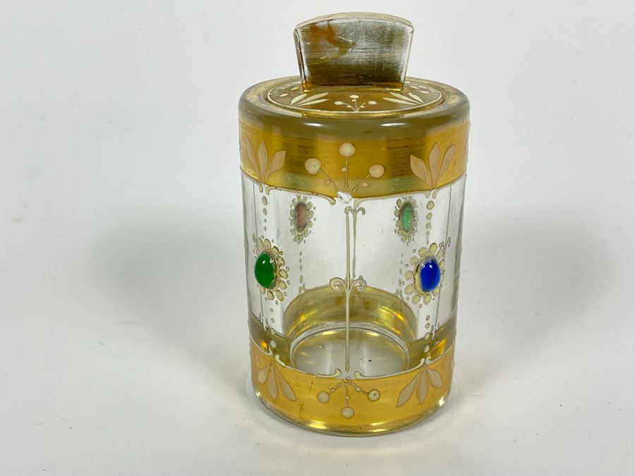 Vintage Gold Painted Bottle With Stopper 4.5H [Photo 2]