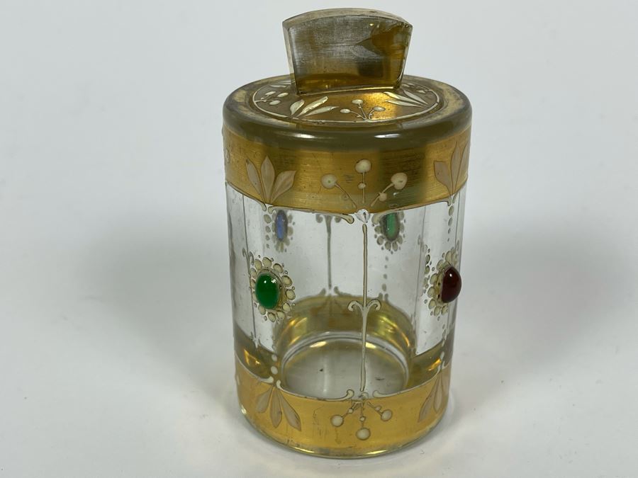 Vintage Gold Painted Bottle With Stopper 4.5H [Photo 5]