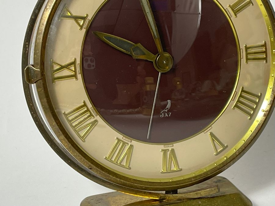 Art Deco French Mechanical Desk Clock Working By JAZ 5W X 5H [Photo 3]