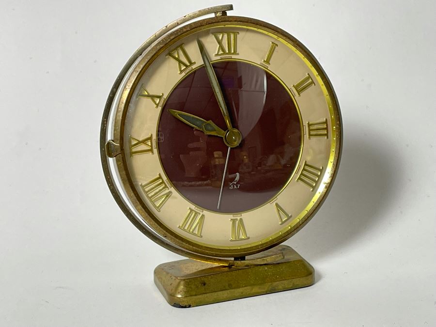 Art Deco French Mechanical Desk Clock Working By JAZ 5W X 5H [Photo 2]