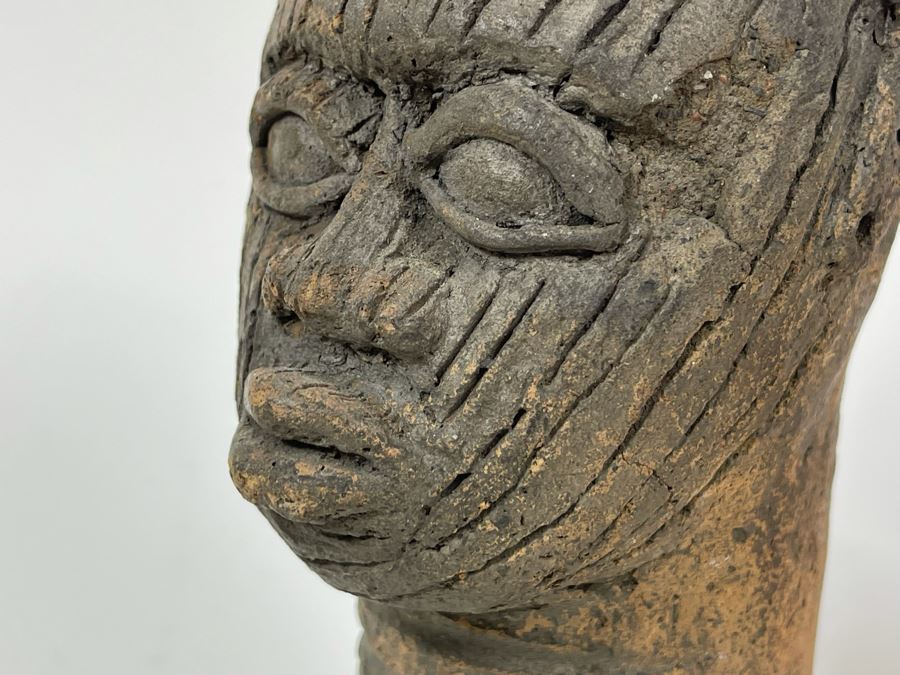 Old African Pottery Sculpture On Marble Base 9H [Photo 10]