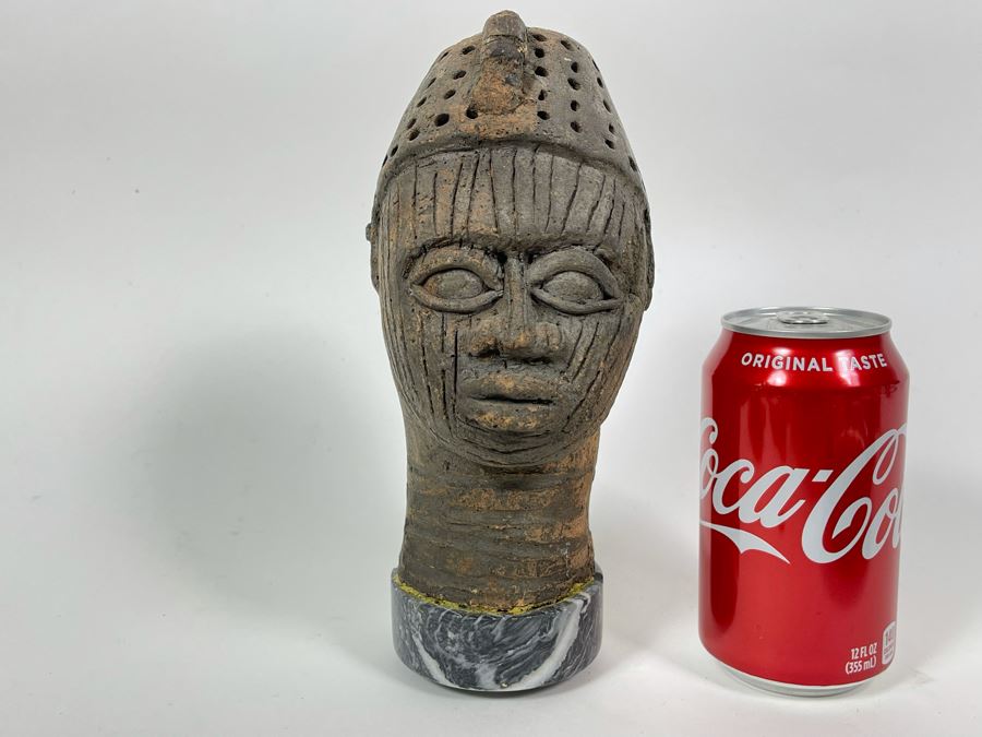 Old African Pottery Sculpture On Marble Base 9H [Photo 2]