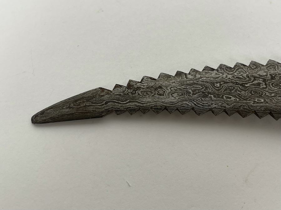 Vintage Carved Green Stone Lion's Head Handle Serrated Blade Knife 8.5L [Photo 15]