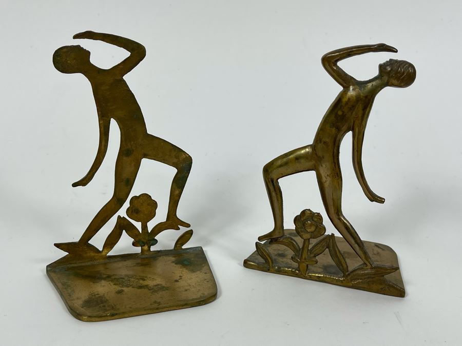 Art Deco Solid Brass Karl Hagenauer Style Bookends 6H [Photo 4]