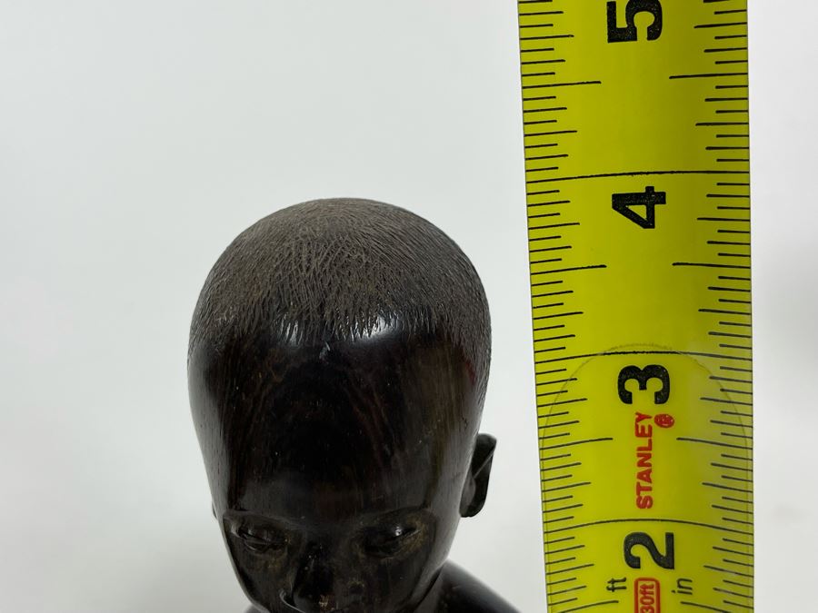 Pair Of Vintage African Hand Carved Wood Bust Head Sculptures 4H [Photo 10]