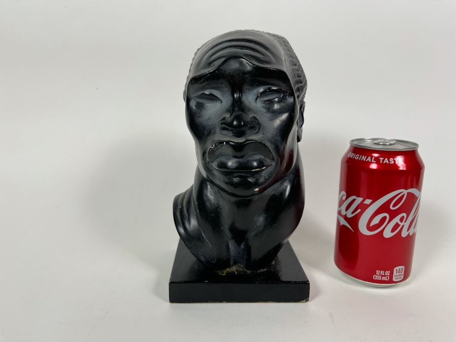 Vintage Fred Press African Male Bust Head Plaster Sculpture 7W X 6.5D X 9H [Photo 3]