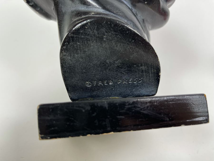 Vintage Fred Press African Male Bust Head Plaster Sculpture 7W X 6.5D X 9H [Photo 8]