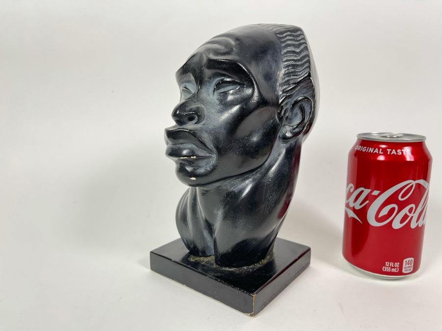 Vintage Fred Press African Male Bust Head Plaster Sculpture 7W X 6.5D X 9H [Photo 1]