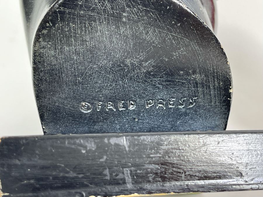 Vintage Fred Press African Male Bust Head Plaster Sculpture 7W X 6.5D X 9H [Photo 7]