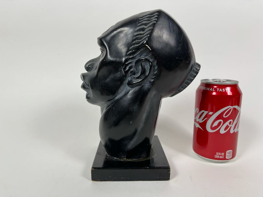 Vintage Fred Press African Male Bust Head Plaster Sculpture 7W X 6.5D X 9H [Photo 4]
