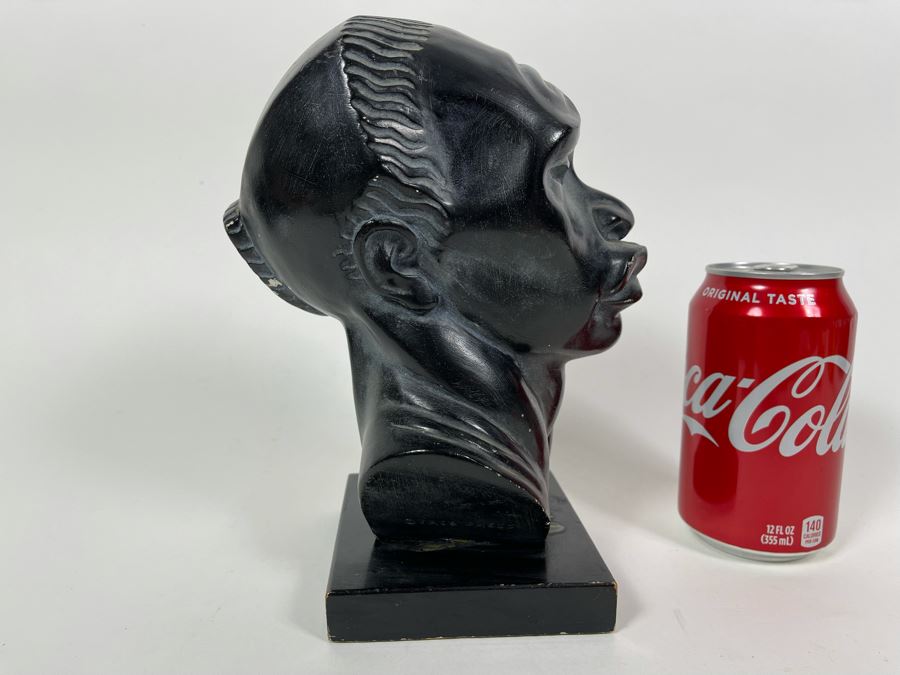 Vintage Fred Press African Male Bust Head Plaster Sculpture 7W X 6.5D X 9H [Photo 6]