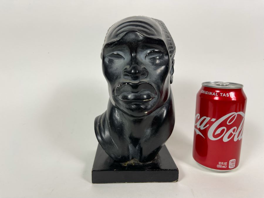 Vintage Fred Press African Male Bust Head Plaster Sculpture 7W X 6.5D X 9H [Photo 2]