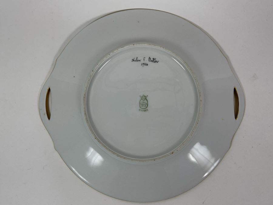 Vintage Hand Painted Paul Muller Selb Bavaria Handled Porcelain Plate Signed Helen E. Dater 1926 10.5R [Photo 4]