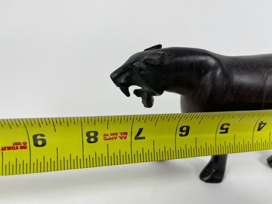 Pair Of Hand Carved Wood Panthers Cougars 10.5L And 7.5L [Photo 14]