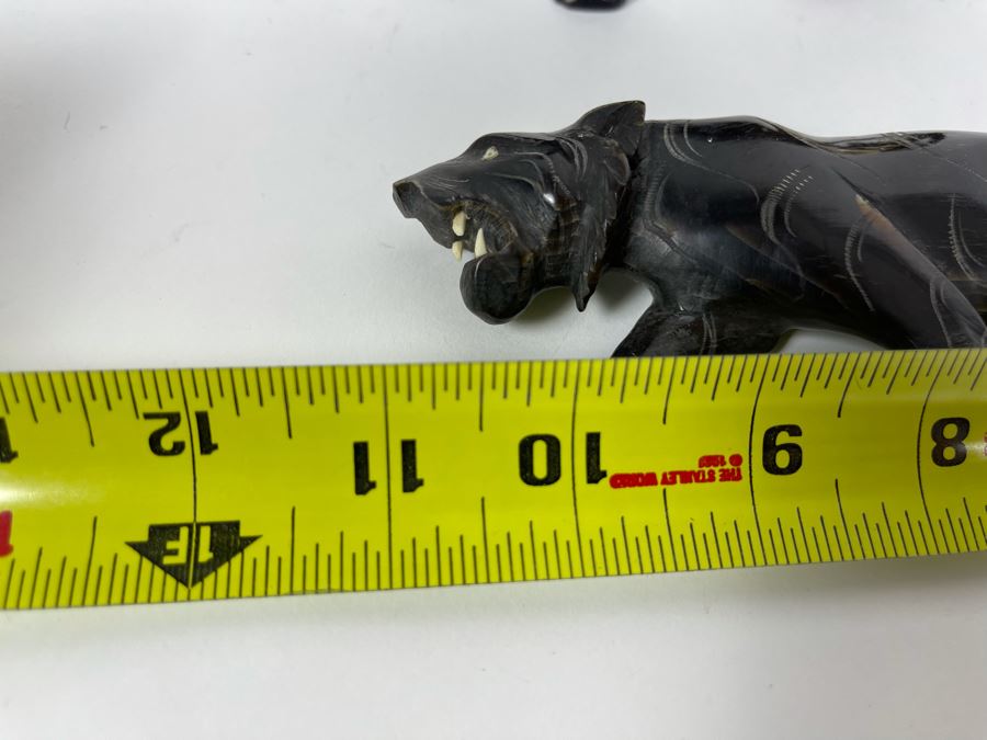 Pair Of Hand Carved Wood Panthers Cougars 10.5L And 7.5L [Photo 13]