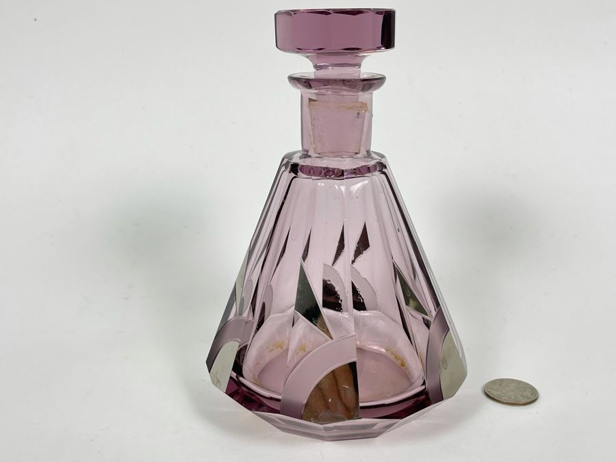 Purple Crystal Art Deco Liquor Decanter 7H