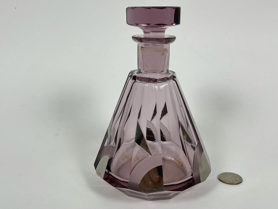 Purple Crystal Art Deco Liquor Decanter 7H [Photo 2]