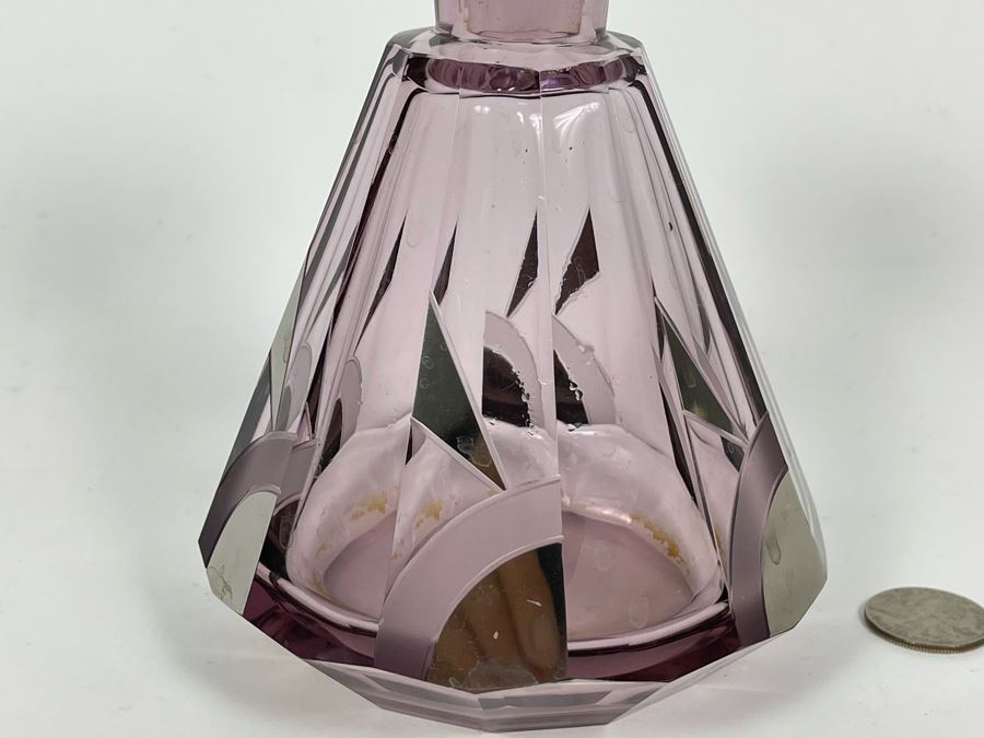 Purple Crystal Art Deco Liquor Decanter 7H [Photo 3]
