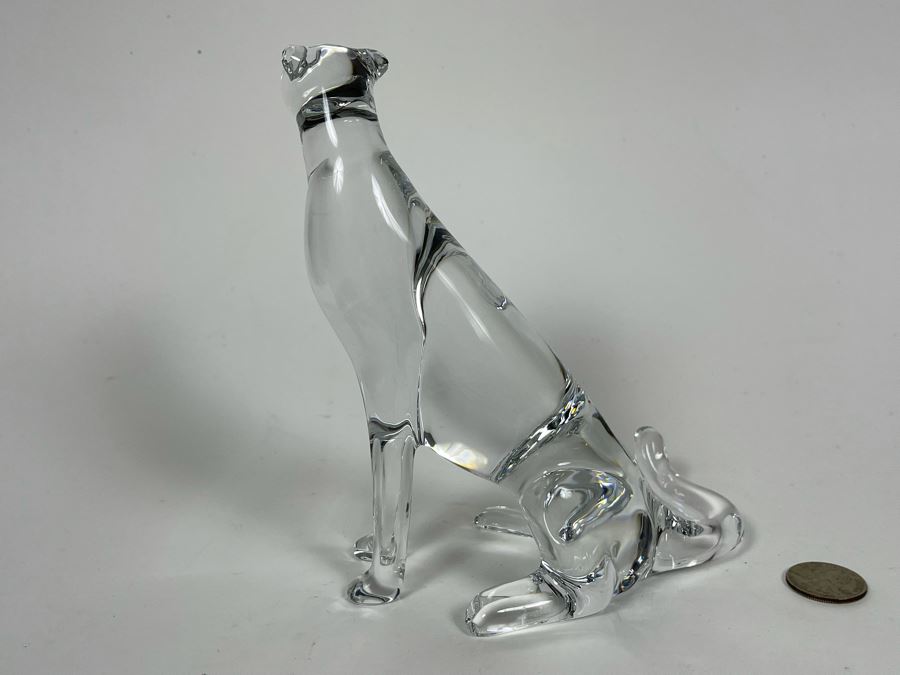 Baccarat France Signed Crystal Seated Cheetah On Watch 6.5H X 6H [Photo 6]