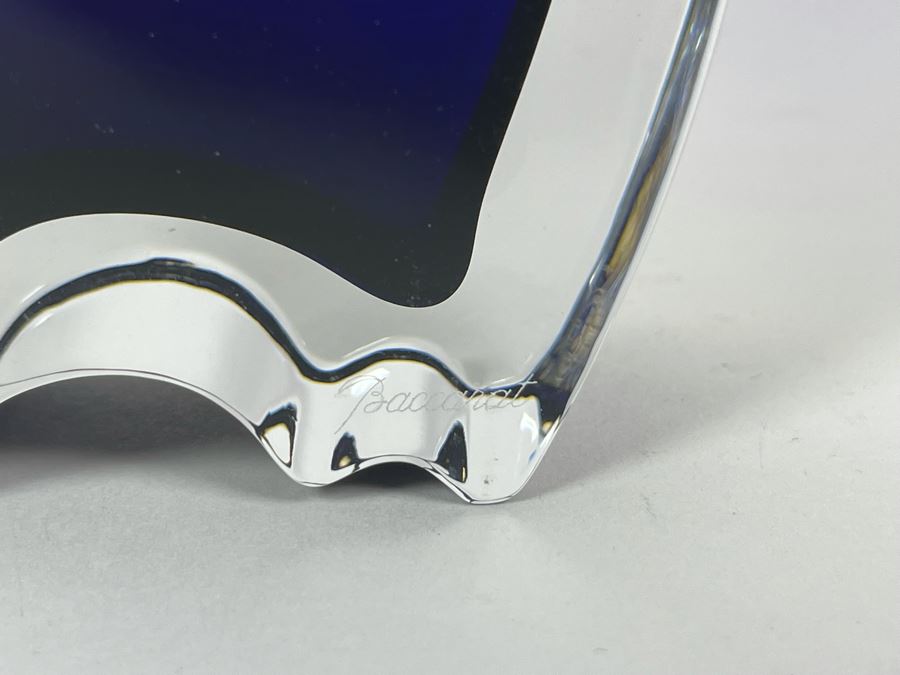 Rare Baccarat Crystal Signed Blue Oceanie Flower Vase France Designed By Thomas Bastide 8H Estimate $1,000 [Photo 16]