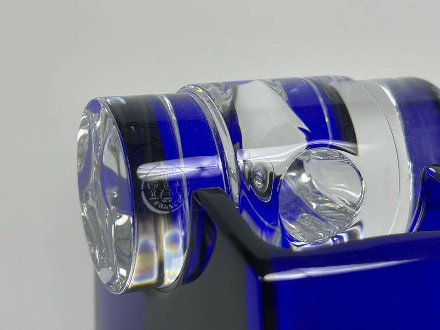 Rare Baccarat Crystal Signed Blue Oceanie Flower Vase France Designed By Thomas Bastide 8H Estimate $1,000 [Photo 10]