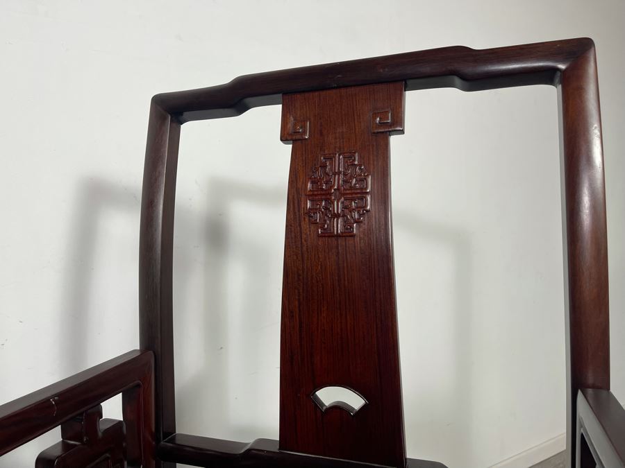 Pair Of Chinese Carved Blackwood Rosewood Armchairs 22W X 18D X 40H [Photo 15]