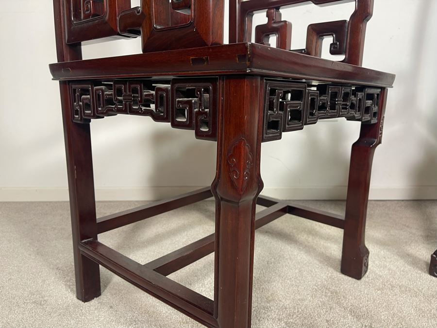 Pair Of Chinese Carved Blackwood Rosewood Armchairs 22W X 18D X 40H [Photo 9]