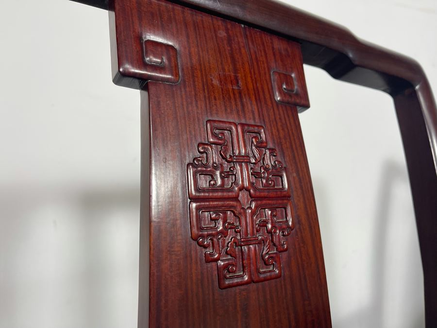 Pair Of Chinese Carved Blackwood Rosewood Armchairs 22W X 18D X 40H [Photo 14]