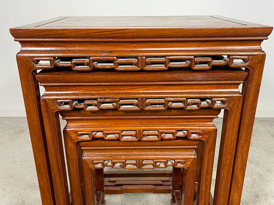 Set Of Four Chinese Teak Nesting Tables 20W X 14D X 27H [Photo 10]