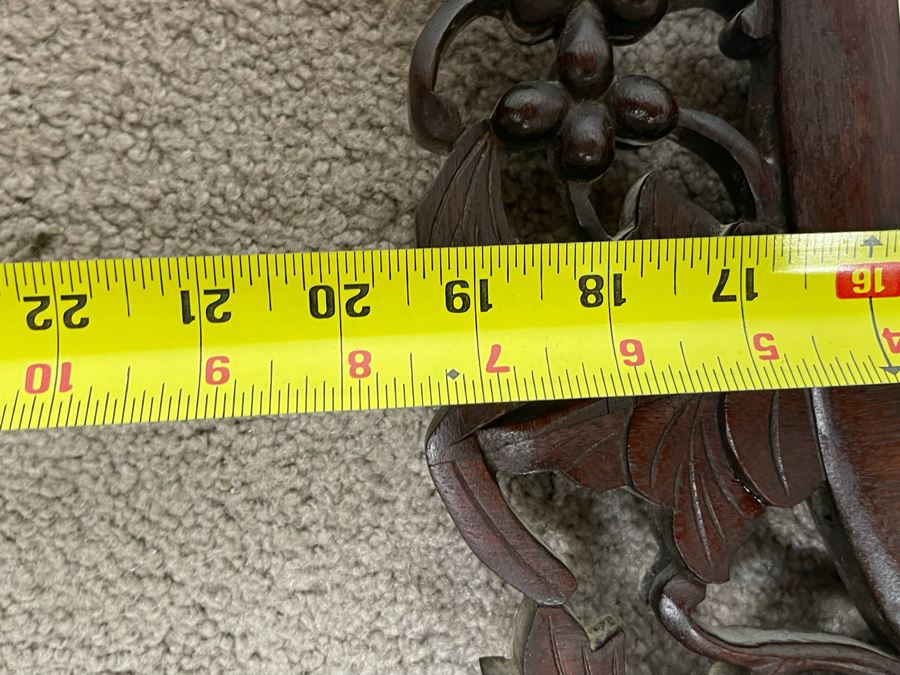 Impressive Chinese Carved Wood Beveled Glass Wall Mirror With Dragon Motif 19.5W X 34H [Photo 15]