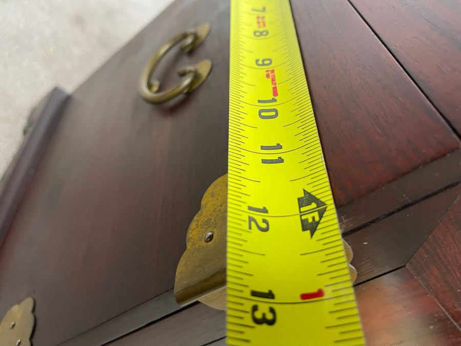 Vintage Chinese Rosewood Lockable Chest Cabinet With Four Internal Drawers And Brass Hardware 15.25W X 12D X 17H - See Photos [Photo 16]