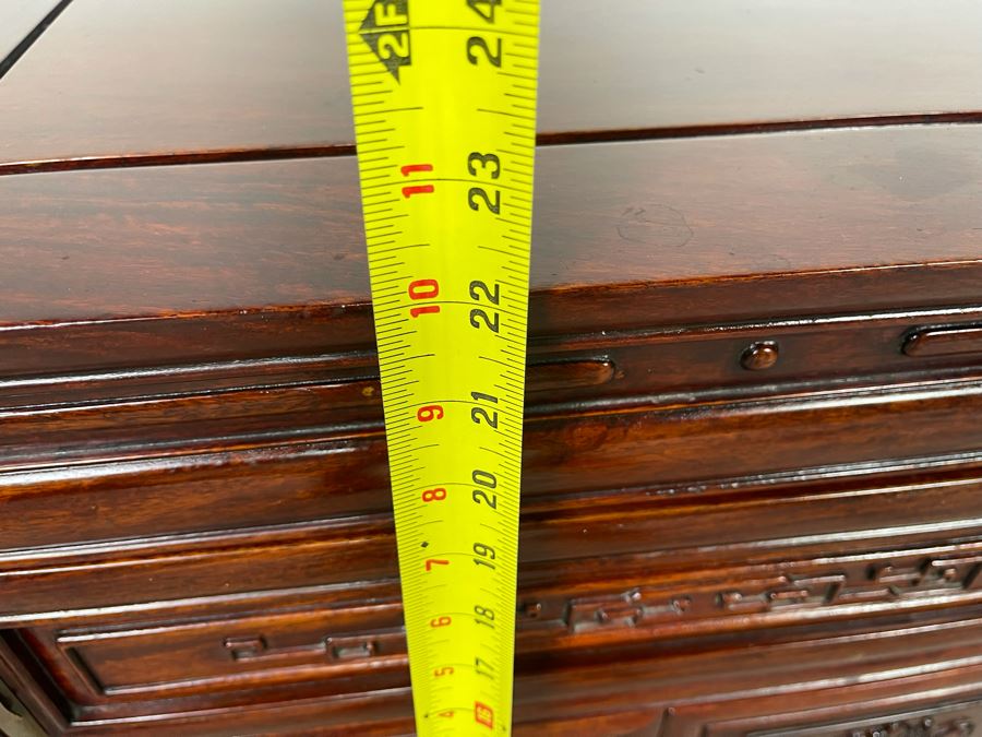 Vintage Chinese Carved Rosewood Square Nightstand Side Table Cabinet 22W X 22D X 22H [Photo 14]