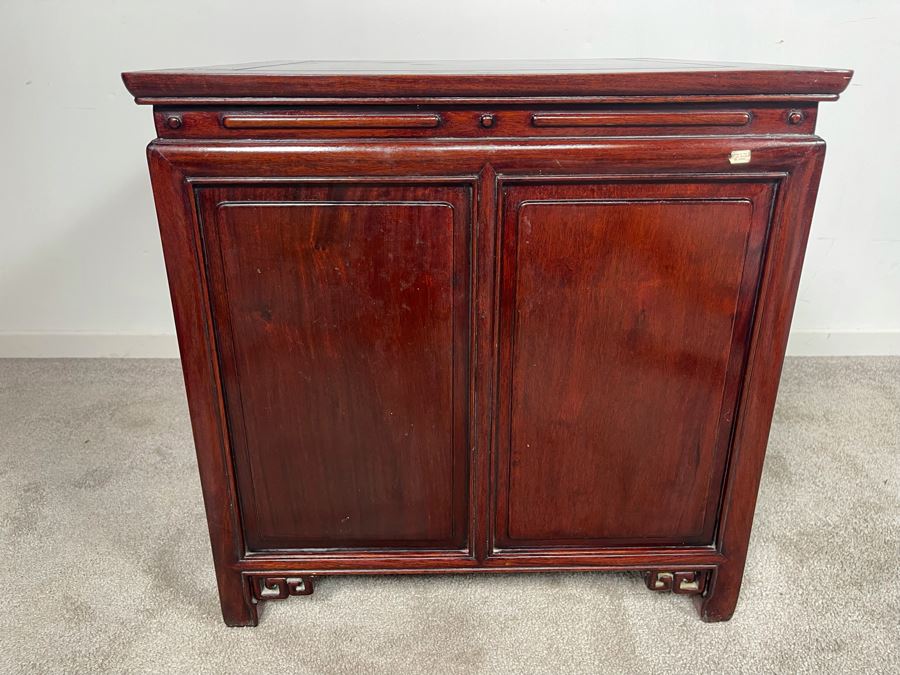 Vintage Chinese Carved Rosewood Square Nightstand Side Table Cabinet 22W X 22D X 22H [Photo 8]