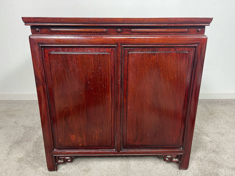 Vintage Chinese Carved Rosewood Square Nightstand Side Table Cabinet 22W X 22D X 22H [Photo 10]