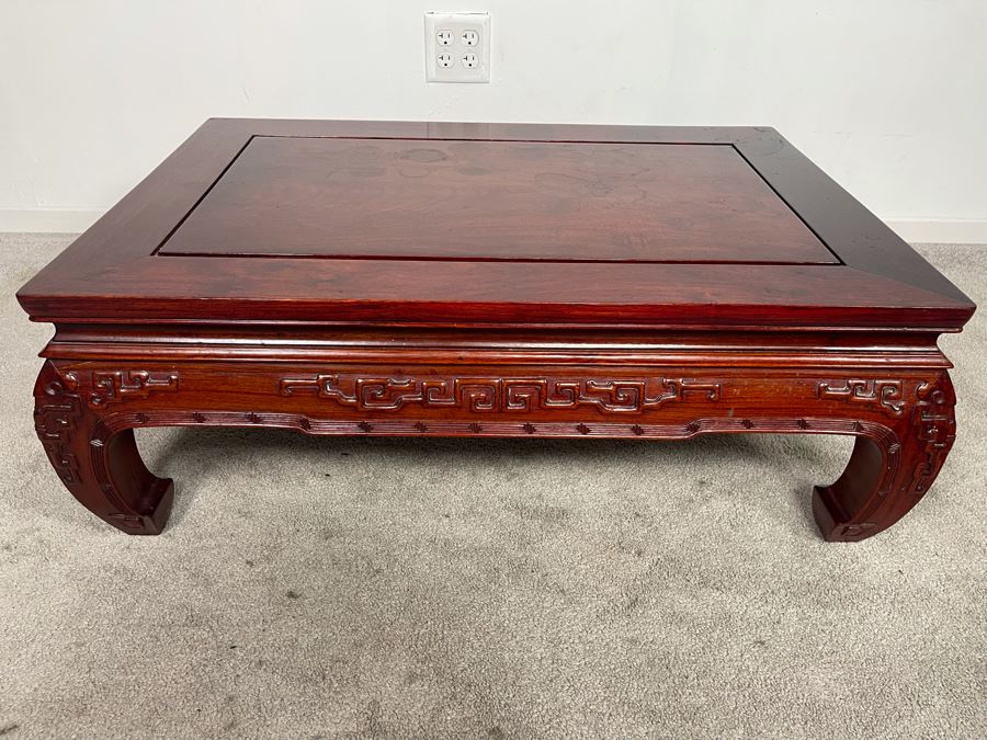 Vintage Chinese Carved Blackwood Rosewood Coffee Table 36W X 24D X 13H Client Paid $1,110 In 1983 [Photo 6]
