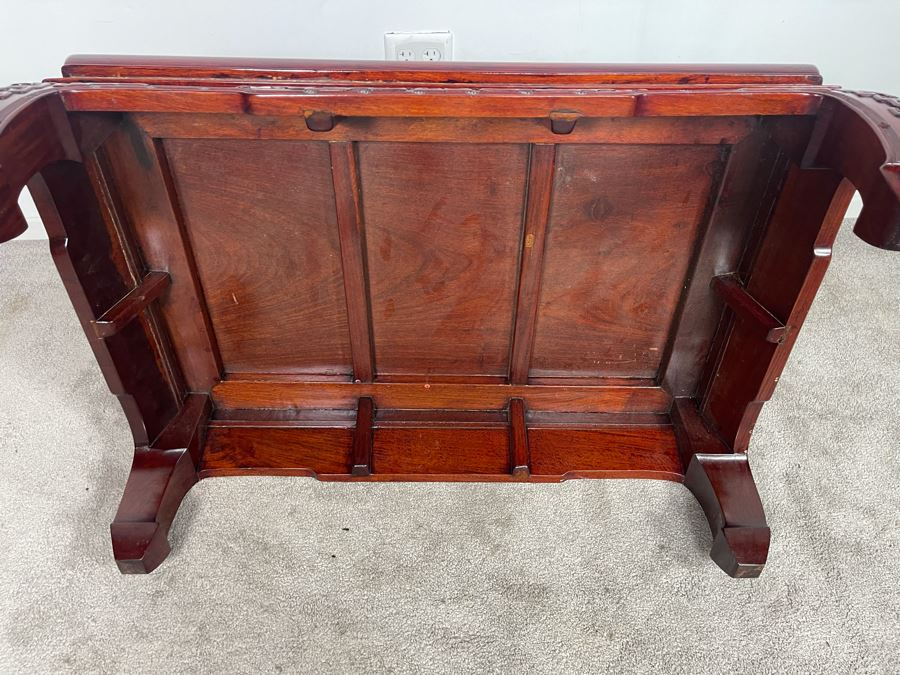Vintage Chinese Carved Blackwood Rosewood Coffee Table 36W X 24D X 13H Client Paid $1,110 In 1983 [Photo 11]