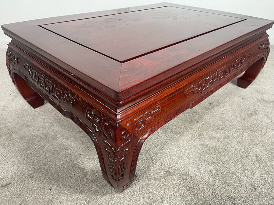 Vintage Chinese Carved Blackwood Rosewood Coffee Table 36W X 24D X 13H Client Paid $1,110 In 1983 [Photo 9]