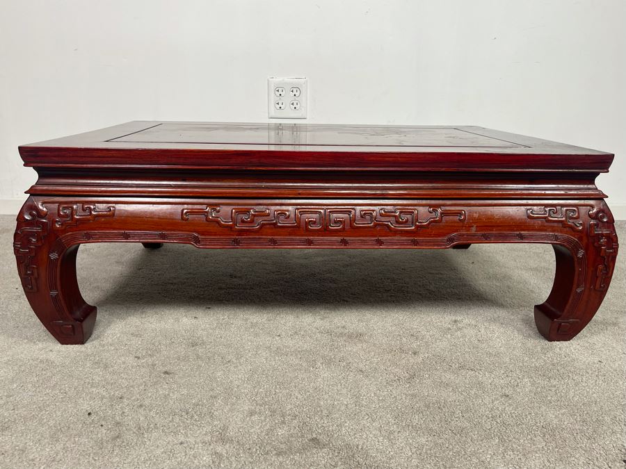 Vintage Chinese Carved Blackwood Rosewood Coffee Table 36W X 24D X 13H Client Paid $1,110 In 1983 [Photo 3]