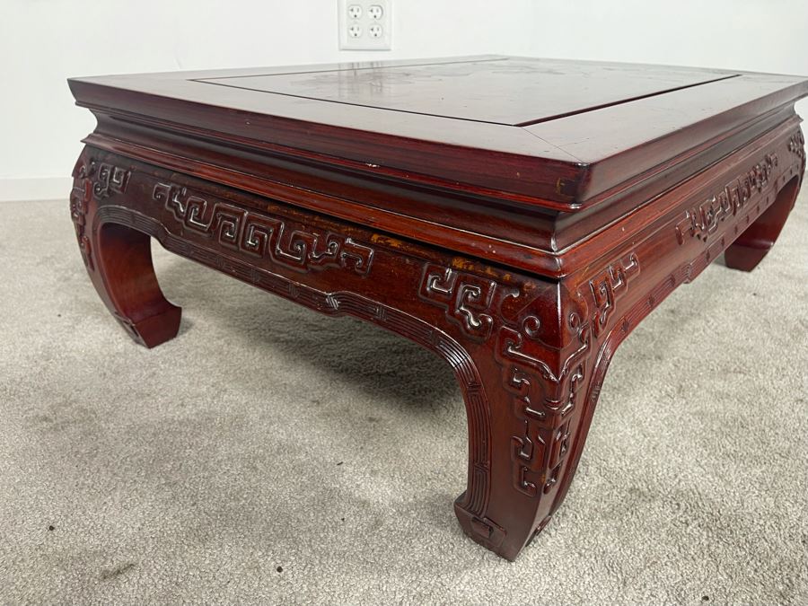 Vintage Chinese Carved Blackwood Rosewood Coffee Table 36W X 24D X 13H Client Paid $1,110 In 1983 [Photo 10]