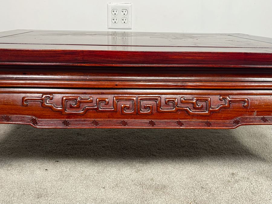 Vintage Chinese Carved Blackwood Rosewood Coffee Table 36W X 24D X 13H Client Paid $1,110 In 1983 [Photo 4]