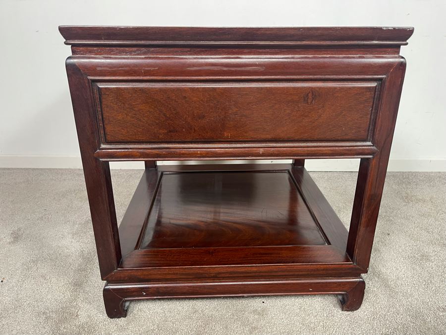 Vintage Chinese Rosewood End Table With Drawer 20W X 20D X 21H [Photo 7]