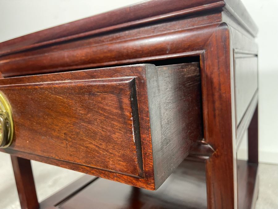 Vintage Chinese Rosewood End Table With Drawer 20W X 20D X 21H [Photo 4]