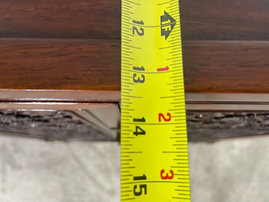 Impressive Chinese Relief Carved Dragon Motif Cabinet With Brass Hardware And Three Internal Shelves 25.5W X 13.5D X 39.5H [Photo 20]