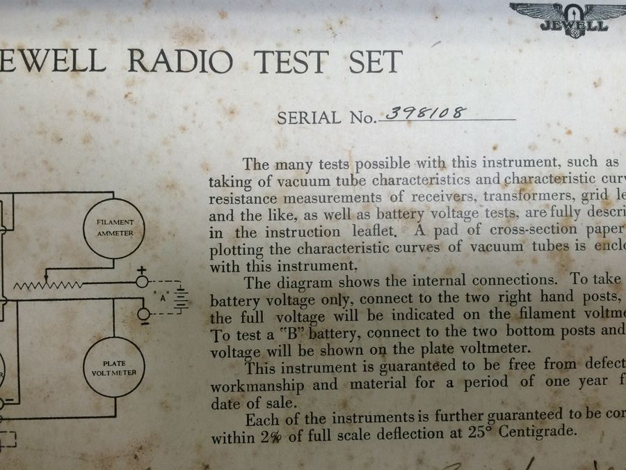 Vintage 1924 Jewell Electrical Instrument Co Tube Tester Radio Test Set [Photo 14]