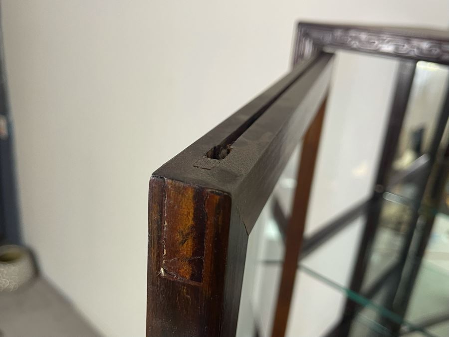 Vintage Chinese Blackwood Rosewood Curio Cabinet With Mirrored Back 36W X 16D X 69.5H Client Paid $1,100 In 1985 [Photo 19]
